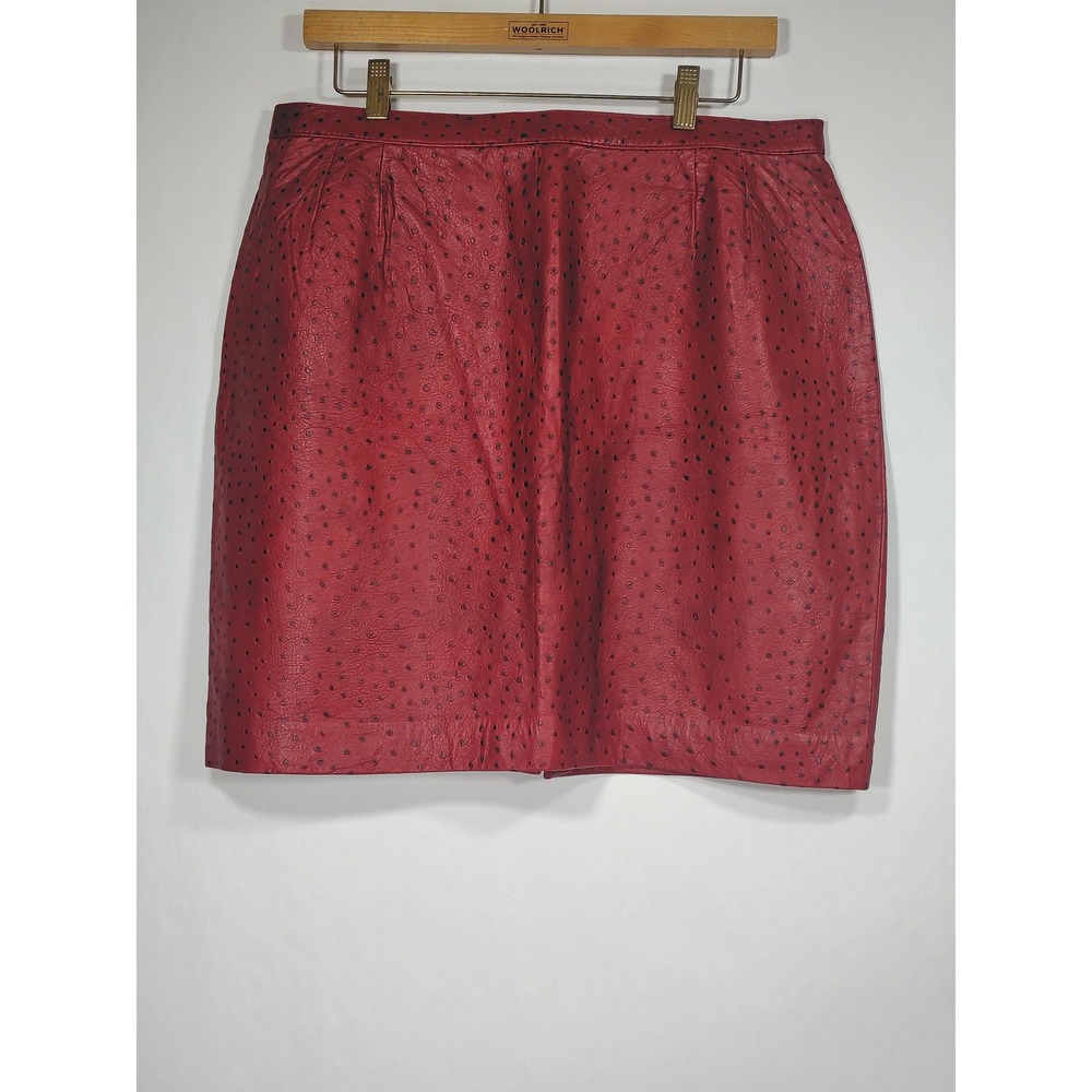 Bart Designed by Sibylle Lyn Vintage Red Embossed Leather Skirt Canada